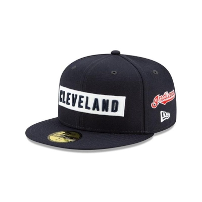 Sapca New Era Cleveland Indians MLB Boxed Wordmark 59FIFTY Fitted - Albastri